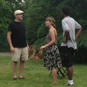 Emilie Krause (center) with James Kassees (l) and Brandon Pierce (r).